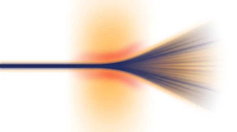Thermal blooming occurs when the laser heats the air, creating a localized drop in density that acts as a diverging lens.