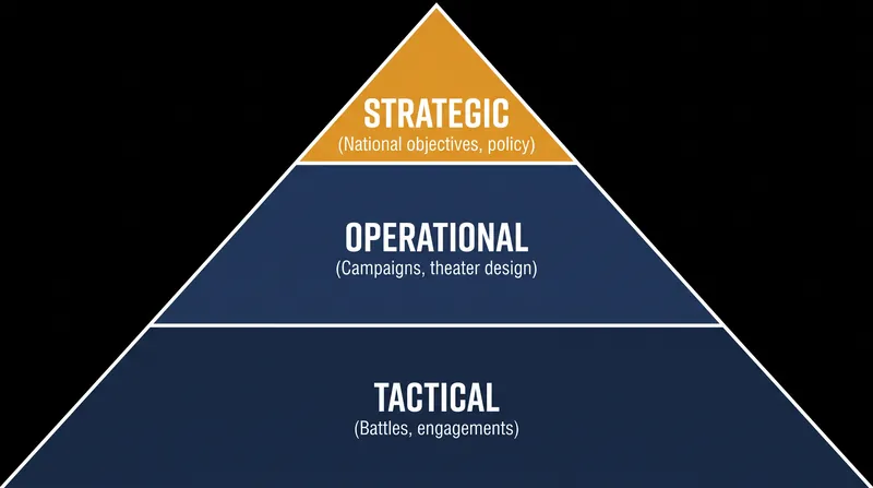 The three levels of war as defined by U.S. Joint Publication 3-0.