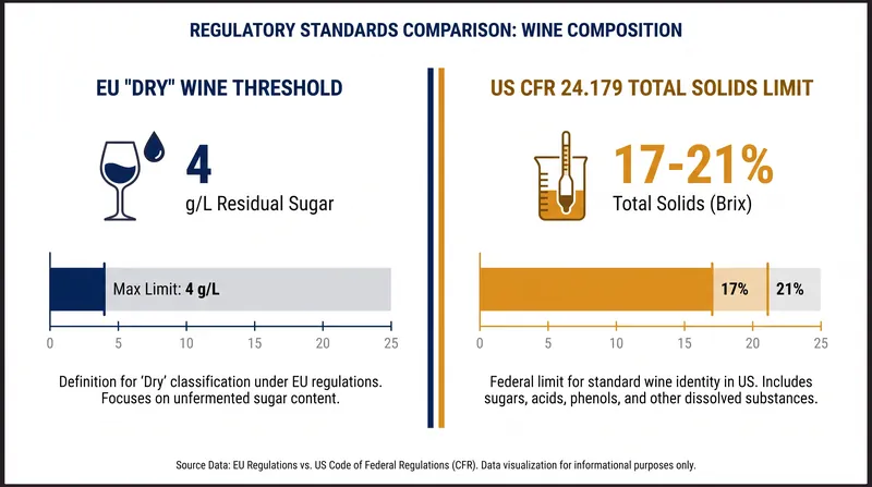 The chemical thresholds that separate European and American wine regulations.
