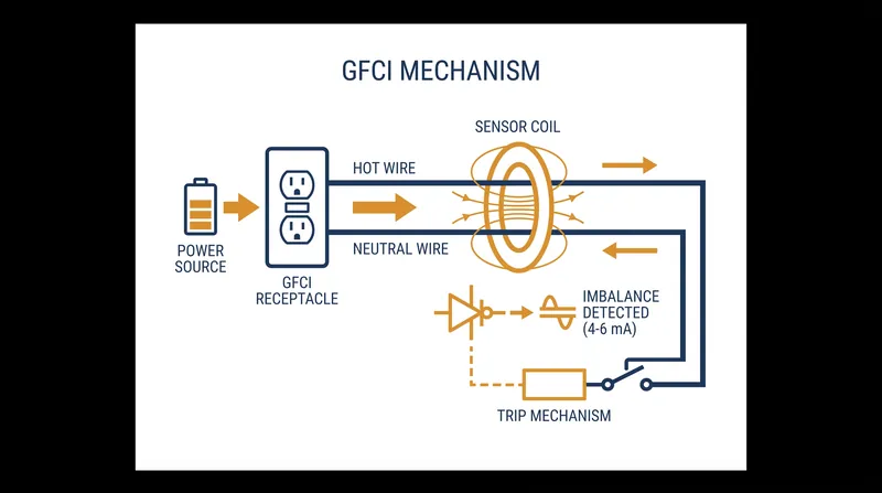 GFCIs monitor the balance of current between the hot and neutral wires to prevent electrocution.