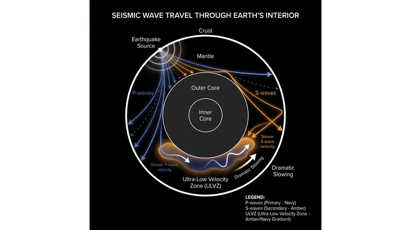 Seismic waves generated by earthquakes slow down by up to 45 percent when passing through a ULVZ.