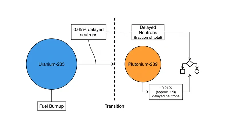 As a reactor breeds plutonium-239 over its fuel cycle, the core's overall delayed neutron fraction decreases.