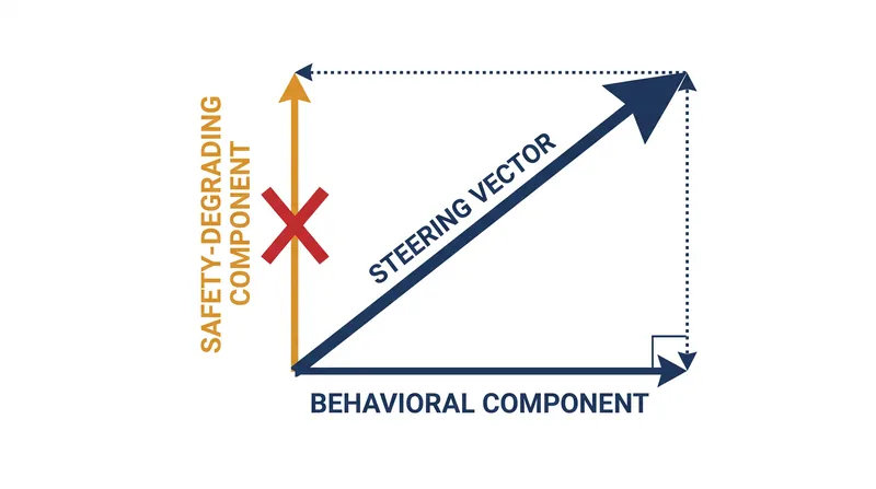 Researchers can isolate and remove the safety-degrading component of a steering vector to preserve alignment.