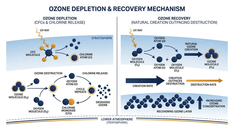 The chemical mechanism of stratospheric ozone recovery.