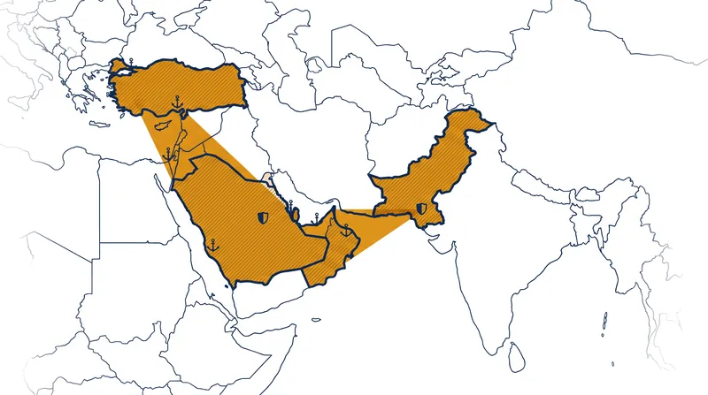 The alliance links NATO's second-largest military with the Middle East's largest defense budget and a nuclear-armed South Asian power.