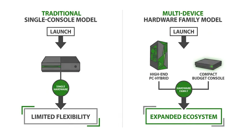 A multi-device strategy allows Microsoft to target both high-end PC enthusiasts and budget-conscious console players simultaneously.