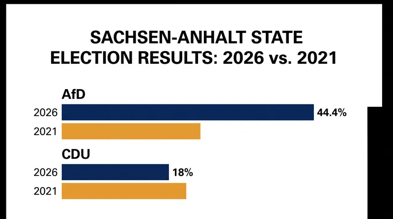 Projected vote shares in the 2026 Saxony-Anhalt state election compared to the 2021 results.