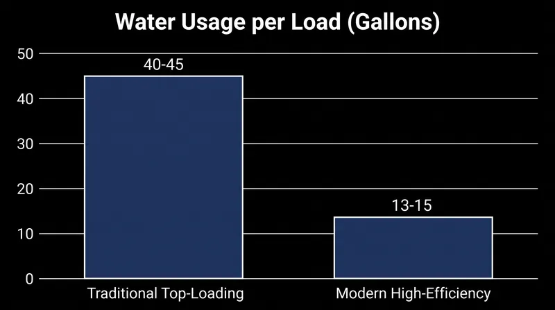 High-efficiency machines use significantly less water, making low-sudsing nonionic surfactants essential to prevent foam from cushioning the wash load.