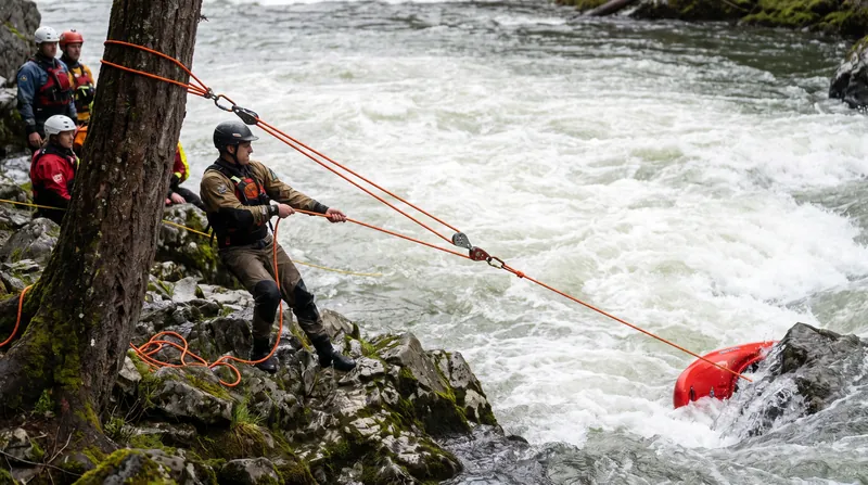 The exact same mechanical principles are utilized in swiftwater rescue to dislodge pinned boats.