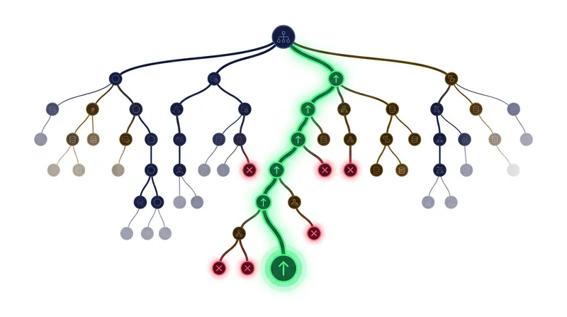 Monte Carlo Tree Search allows a model to explore multiple reasoning paths and backtrack from logical errors.