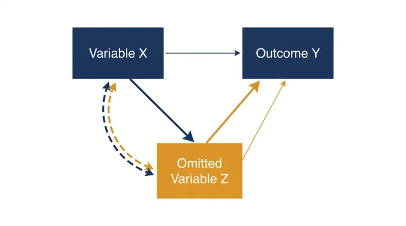 The two mathematical conditions required for omitted variable bias to distort a regression.