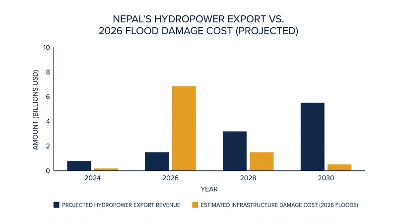 The destruction of key dams threatens the foreign exchange revenue Nepal relies on to service its infrastructure debt.
