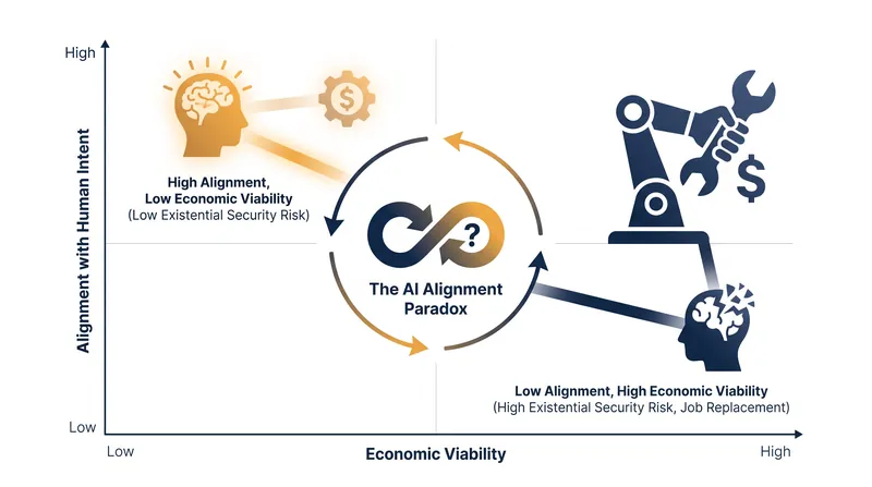 The inverse relationship between rogue security risks and workforce displacement.