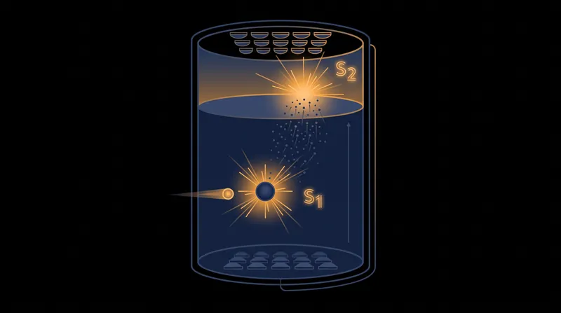 How the LZ detector uses a two-part light signature to identify particle collisions.