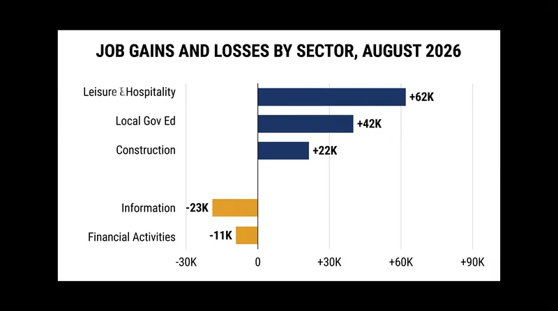 Hiring was heavily concentrated in service and government sectors, while white-collar industries contracted.