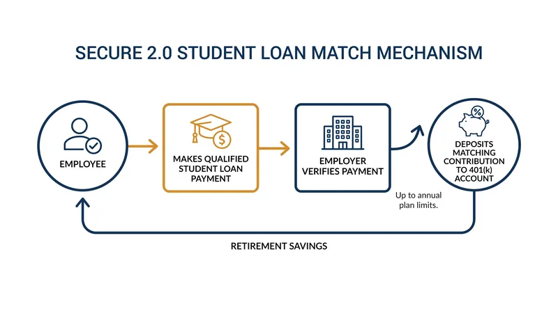 Under SECURE 2.0, an employee's loan payment qualifies them for an employer retirement match.