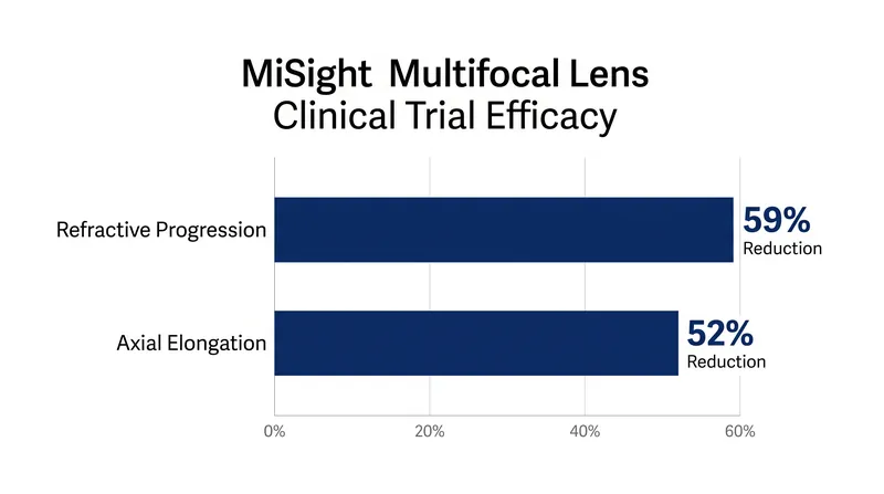 Clinical trials for dual-focus soft lenses demonstrated significant reductions in both prescription changes and physical eye growth.