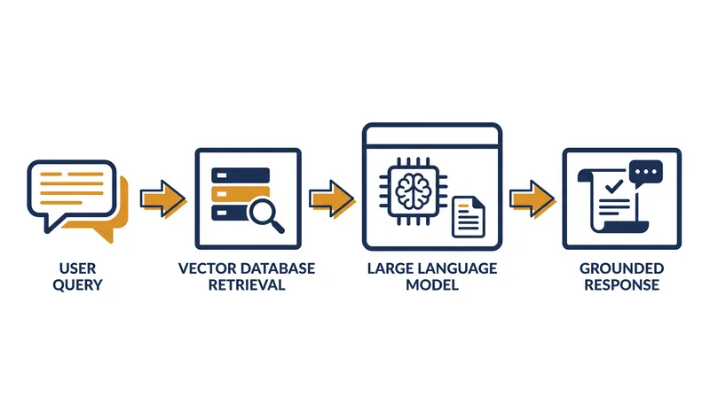 RAG architectures ground language models in private company data before generating a response.