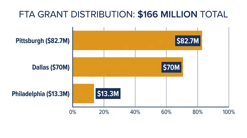 Distribution of the $166 million Rail Vehicle Replacement Grants.