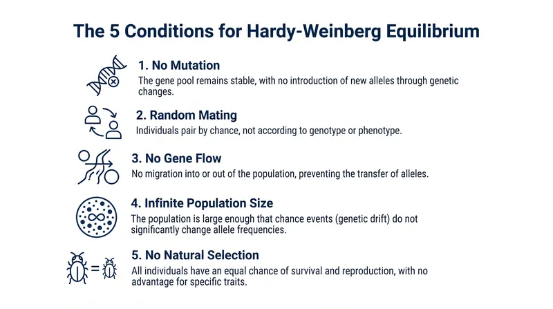 A population must meet five strict criteria to remain in perfect genetic equilibrium.