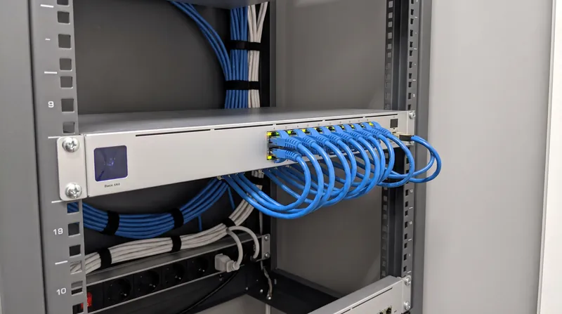 A centralized PoE switch monitors the power draw and data connection of every connected light fixture in real time.