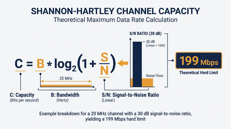 How bandwidth and noise dictate the absolute maximum data rate of a channel.