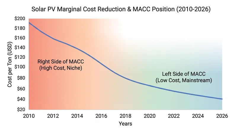Static curves must be continually updated as technology learning rates drive down the marginal cost of deployment.