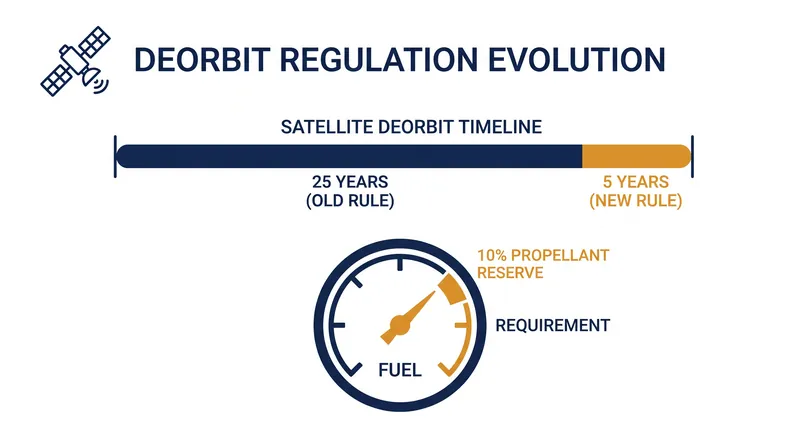 Accelerating the disposal timeline requires dedicating a larger percentage of a satellite's mass to propellant.