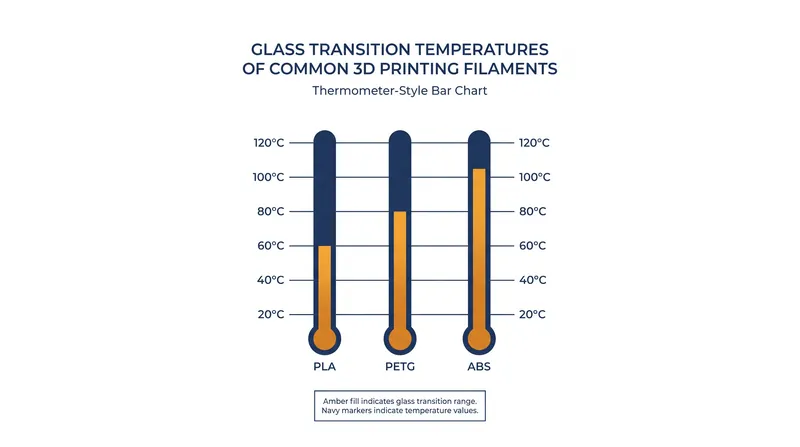 A higher glass transition temperature provides a greater thermal margin against polymer chain slippage at room temperature.