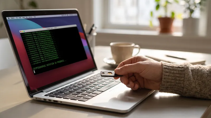 A rotation key acts as a cryptographic master key, allowing a user to unilaterally update their server location.
