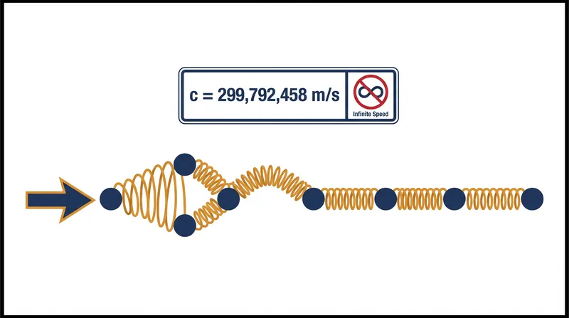 Because mechanical force travels as a sound wave, it cannot exceed the speed of light.