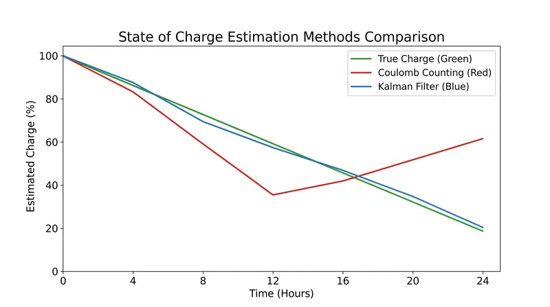 Without algorithmic correction, standard current sensors slowly drift away from the battery's true state of charge over long trips.