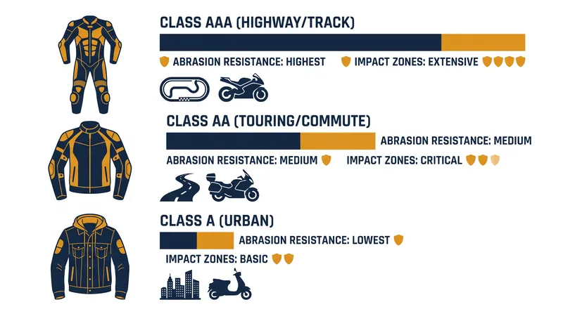 EN 17092 classifies garments based on their ability to survive high-speed friction.