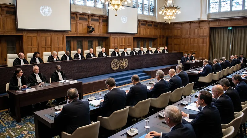 Legal delegations present their arguments before the 16-judge panel at the ICJ.