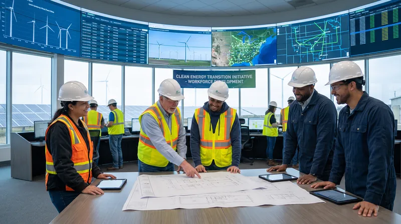 Just Transition assessments ensure utility workers are retrained for the renewable energy sector.