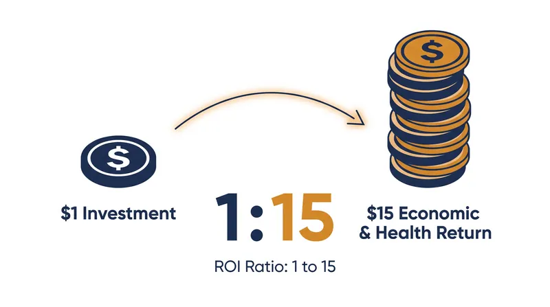 The UNEP models a $15 return for every $1 spent on integrated climate and clean air action.