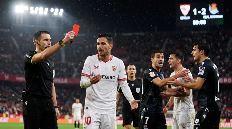 Arouna Sangante's 56th-minute red card forced Sevilla to play the final 40 minutes with ten men.