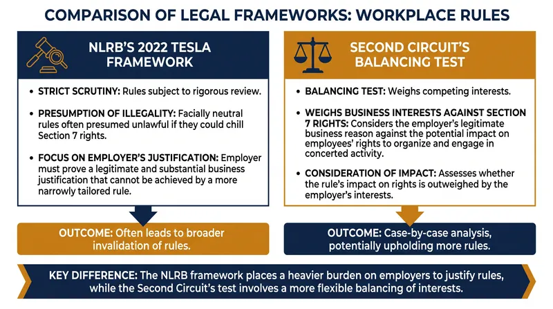 The Second Circuit replaced the NLRB's strict-scrutiny standard with a balancing test for workplace dress codes.