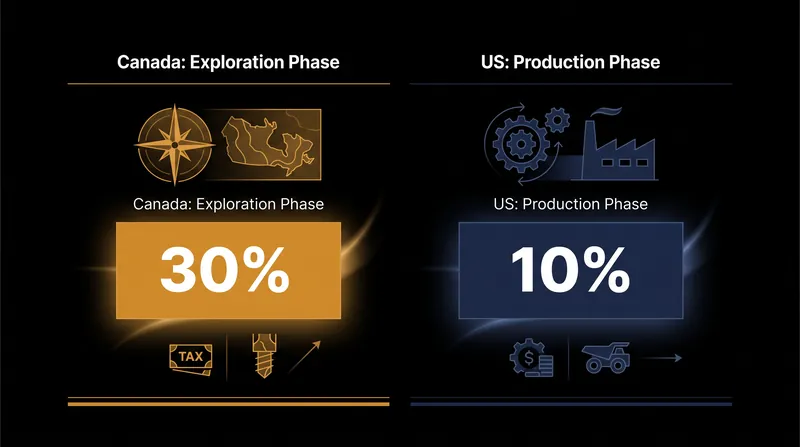 Canada's framework targets the initial geological risk, while the US framework rewards operational output.