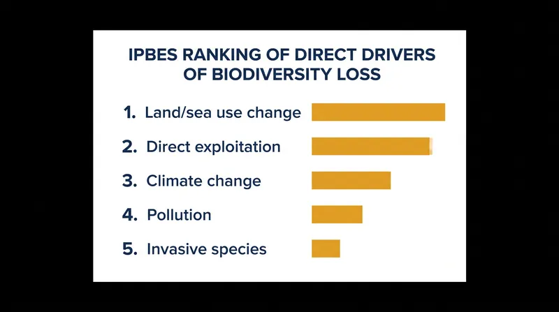 The IPBES framework ranks land and sea use change as the leading historical and current driver of nature loss.