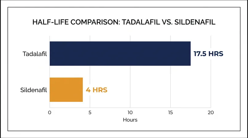 Unlike other PDE5 inhibitors, tadalafil remains active in the bloodstream for nearly a full day, enabling daily dosing but preventing the vascular system from returning to baseline.