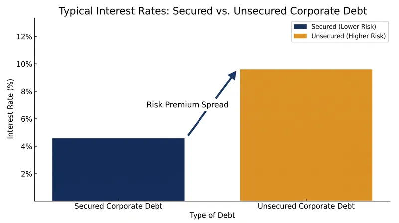 Unsecured debt carries a higher interest rate to compensate lenders for the risk of subordination in bankruptcy.