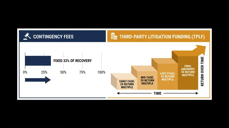 While contingency fees remain flat, third-party funding returns escalate the longer a case takes to resolve.