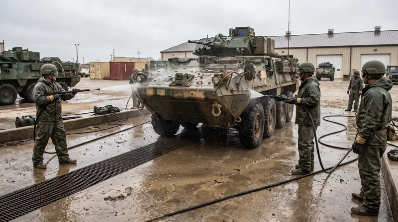 Operational decontamination utilizes vehicle wash-downs to reduce hazards enough to sustain combat operations.