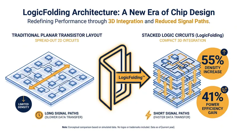 Huawei claims its LogicFolding architecture physically shortens signal paths to bypass lithography limits.