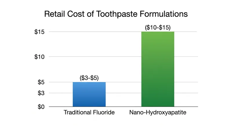 The complex laboratory synthesis of nanoscale particles keeps biomimetic toothpaste at a premium price point.