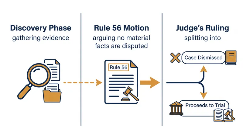 The procedural path of a Rule 56 motion in federal court.