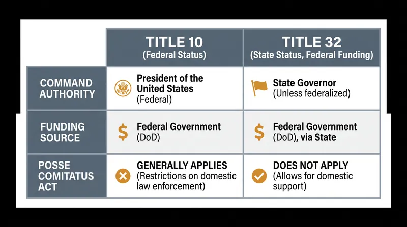 The legal authorities of National Guard troops change fundamentally depending on their activation status.
