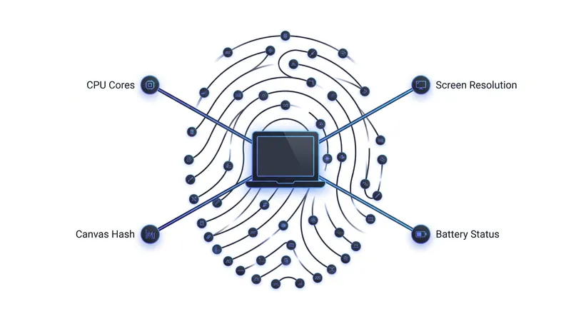Advanced trackers build a hardware fingerprint using dozens of device metrics.