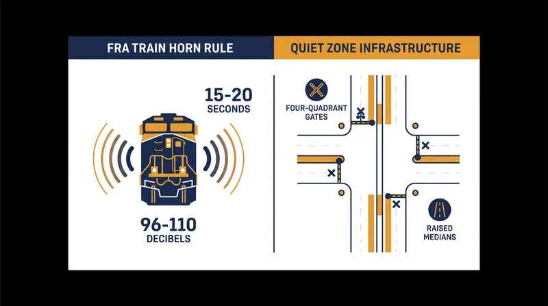 The physical infrastructure required to replace the auditory warning of a locomotive horn.